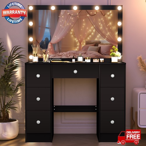 Black dressing table with - black,