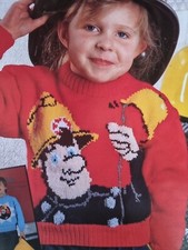 DOUBLE CREPE  KNITTING PATTERN  22"-29" TODDLER/CHILD SWEATER FIREMAN SAM (989)