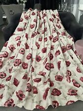 LAURA ASHLEY EXWIDE FRESHFORD POPPY INTERLINED LINEN UNION DOOR CURTAIN~130”X86"