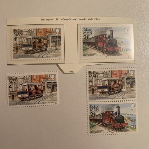Isle man train stamps with - isle,