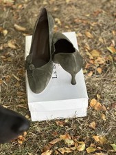 LK Bennett Green Suede Court Shoes 40.5 UK7 – Kitten Heels Vintage Unused