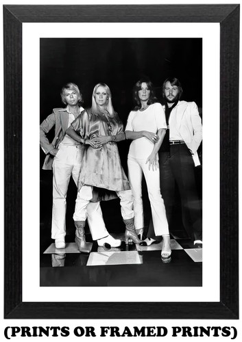 Abba group photo poster - b&w,