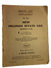 Car catalogue parts list supplement the new hillman estate car 1957 KG484 rootes