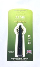 Acme 211.5 Dog Training Recall Whistle in Black - High Pitch for gun dogs etc
