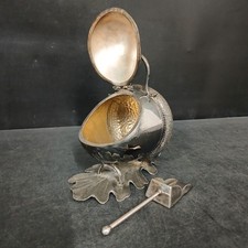 EPNS Silver Plated Acorn Sugar Scuttle w Scoop MD Stamped 17x15cm -CP 