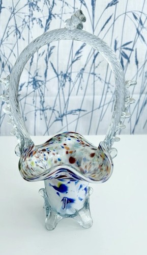 Vintage glass basket murano - basket,
