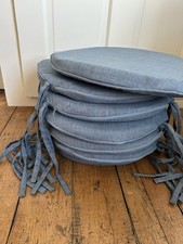 John Lewis Blue Textured Weave Seat Pads x7