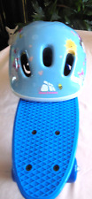 43 CM PLASTIC CHILDREN SKATEBOARD BRIGHT BLUE COLORFUL SKATEBOARD + HAT.