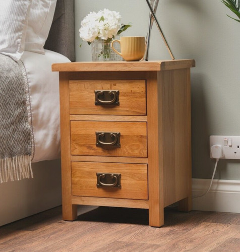 Oak bedside drawer - bedside, –