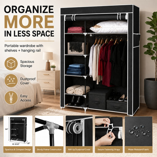 64in portable wardrobe closet - 64in,