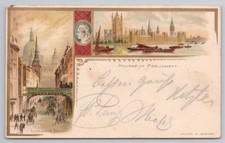 London, Ludgate Hill Parliament, Queen Victoria Portrait, Court Card, Used 1898