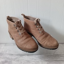 Clarks Ankle Boots Ladies UK 3.5 D Brown Leather  Lace Up Wedge Heel