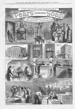 PEARS SOAP A Visit to the Soap Works 2 x Antique Prints 1878