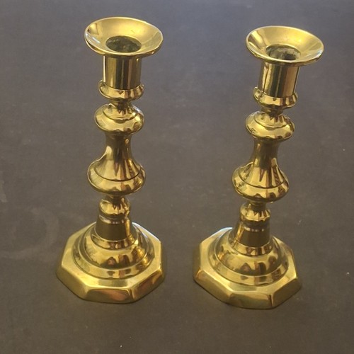 Pair brass candlesticks - brass,