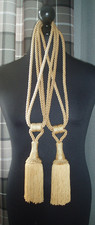 CURTAIN TIE BACKS x 2 - LARGE CHUNKY ROPE WITH TASSEL - GOLD