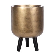 Indoor Plant Pots IDEALIST Metallic Concrete Effect Round Flower Pots on Legs