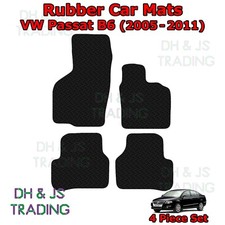5pc black rubber car mat - black, set