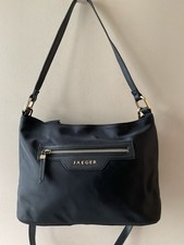 JAEGER ladies black satin canvas underarm or crossbody shoulder bag