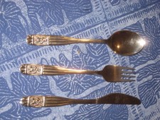 Set of Knife, Fork and Spoon for a Child in silver plate
