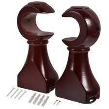 2Pcs Wood Curtain Rod Holder