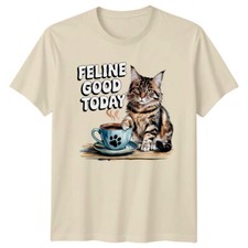 Feline Good Today Cat Pun T-Shirt Maine Coon Kitten Graphic Tee