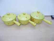 Vintage SET of 3 DRU HOLLAND Enamel CAST IRON Sauce Pan Casserole Dutch Oven