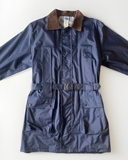 BNWT VTG St Michael PVC Coated Navy Blue Belted Coat Jacket | Size Medium