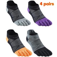 4 Pair Running Sport Five Finger Toe Socks Men Cotton Ankle Breathable Anti-slip