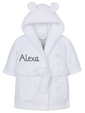Personalised Girl Boy Dressing Gown Robe Embroidered Name Bear Ears Newborn-4Yrs