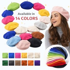 Womens Plain Wool Beret Hat