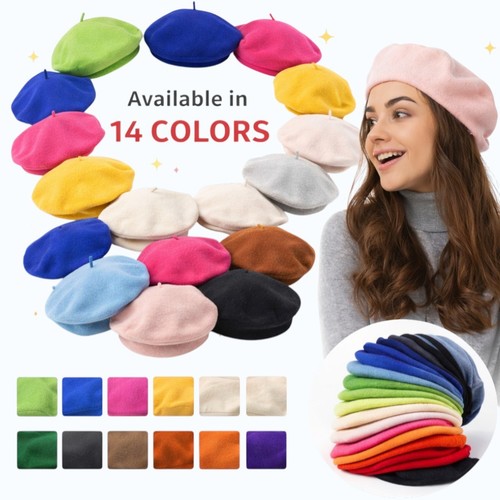 Womens plain wool beret hat - womens,