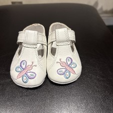 Start-rite Baby Girl White Leather Booties / pram Shoes Age 4 Months butterfly 