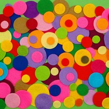 50 Felt Circles. Die Cut. Mixed Colours. Felt Crafts, Embellishments. 