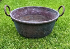 Antique Copper Cauldron Cooking Pot Hand-Hammered, Large. Log holder, Planter 