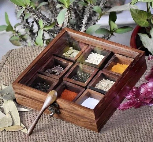 Wooden spice storage box - spice,