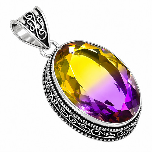Faceted ametrine gemstone 925 - faceted,