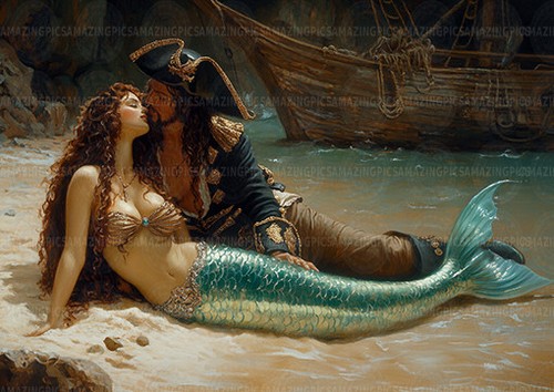 Mermaid pirate romantic sea - romantic,