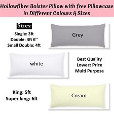 Hollowfibre Bolster Pillow with FREE Pillowcase in Polycotton Full Body Support.