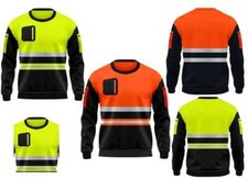 Hi Viz Visibility High Sweat Shirt Reflective  2 Pocket Work Wear Fleece Jacket