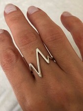 Genuine 925 Sterling Silver Heartbeat Ring All Sizes UK