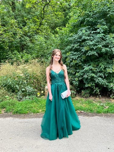Emerald green prom dress size - green,