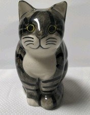 Quail Pottery Cat Dave Grey Tabby 4" Tall  Sitting Cat Figurine The Moggies
