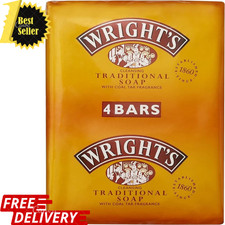 Wright's Coal Tar Soap 4 Bars, for skin cleansing, suitable for all skin types