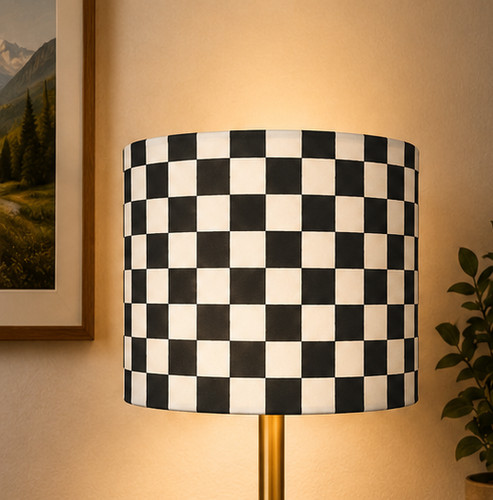 Black and white check - black,