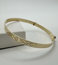 9ct Solid Yellow Gold 4.5mm D/C Slave Bangle Expandable 62mm New