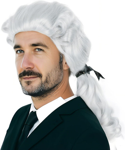 White judge wig colonial - white, long