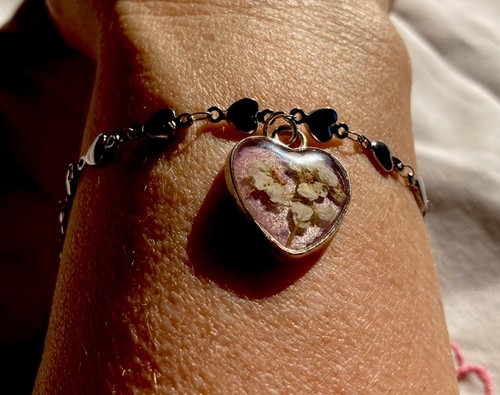 Real flowers heart charm - real,