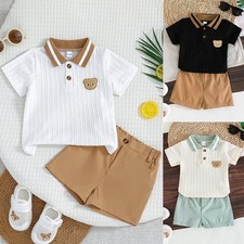 Newborn Baby Boys Cute Bear Print Tops Shorts Pants Outfits Infant Clothes Set