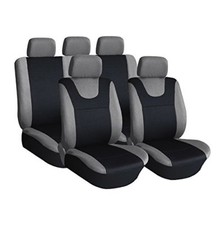 Grey / Black Platinum Car Seat Covers 8 Pc FOR HONDA CIVIC JAZZ ACCORD HR-V CR-V