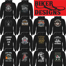 BIKER HOODIE Motorbike Motorcycle Cafe Racer Chopper Bike Mens Funny Skull Top